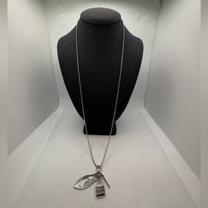 Key Purse Charm Love Necklace Silvertone Ball Chain 26” Fun Design